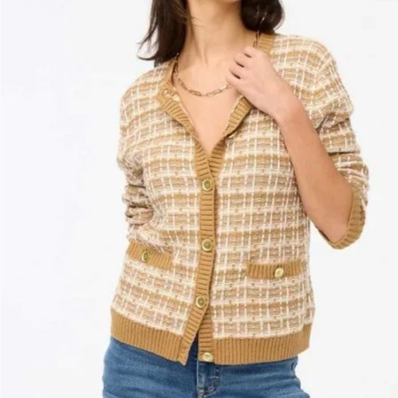 J. Crew Beige and Brown Checkered Cardigan - Picture 1 of 11
